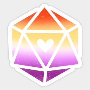 Lesbian Leviathan Pride Heart D20 Dice Sticker